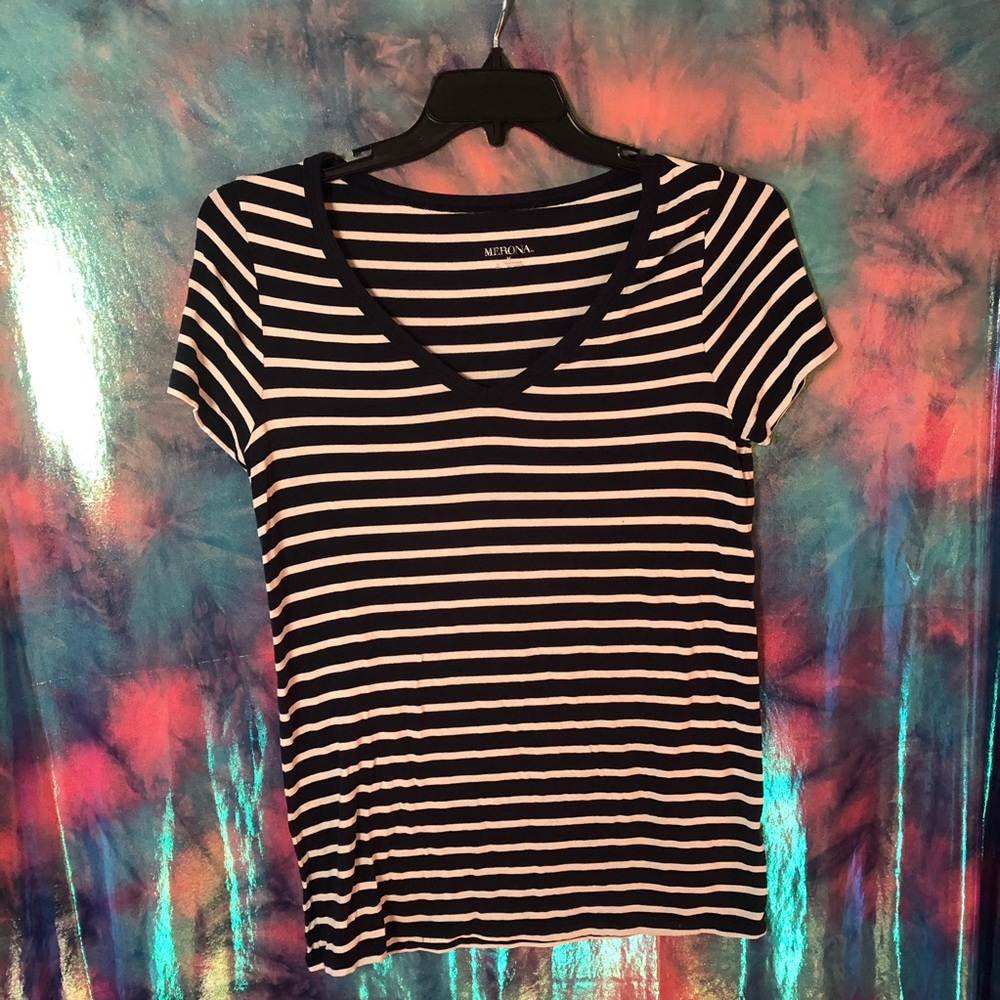 🦋Merona navy & white striped shirts